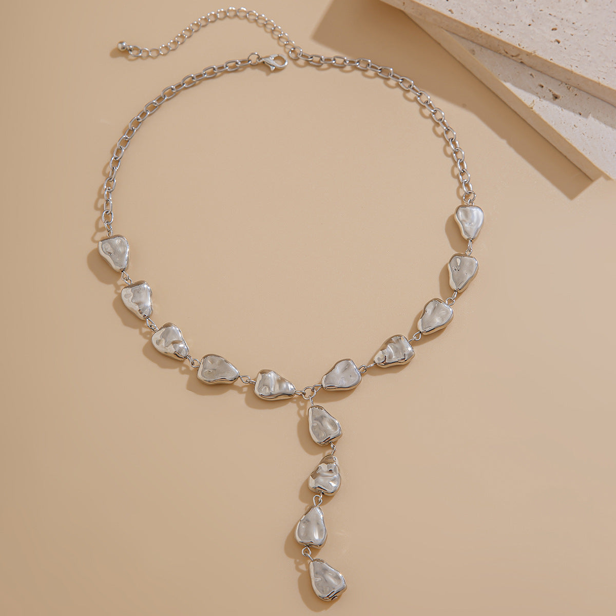 Wholesale Jewelry Irregular Baroque Y-shaped Clavicle Chain Cold Wind Flat Water Drop Pendant Necklace